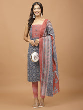 Printed Cotton Blend Unstitched Suit With Dupatta